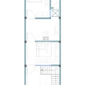 14x44 House Plan | East Facing 2BHK Home Design with Sitting Area, Open Kitchen & Stair