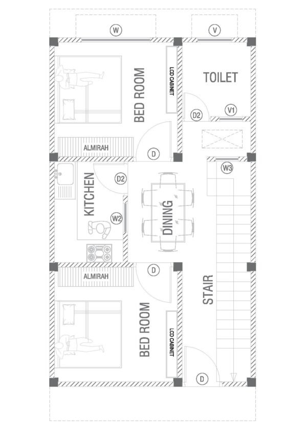 18x30.5 House Plan – 2BHK 550 Sqft Vastu-Friendly Home Map