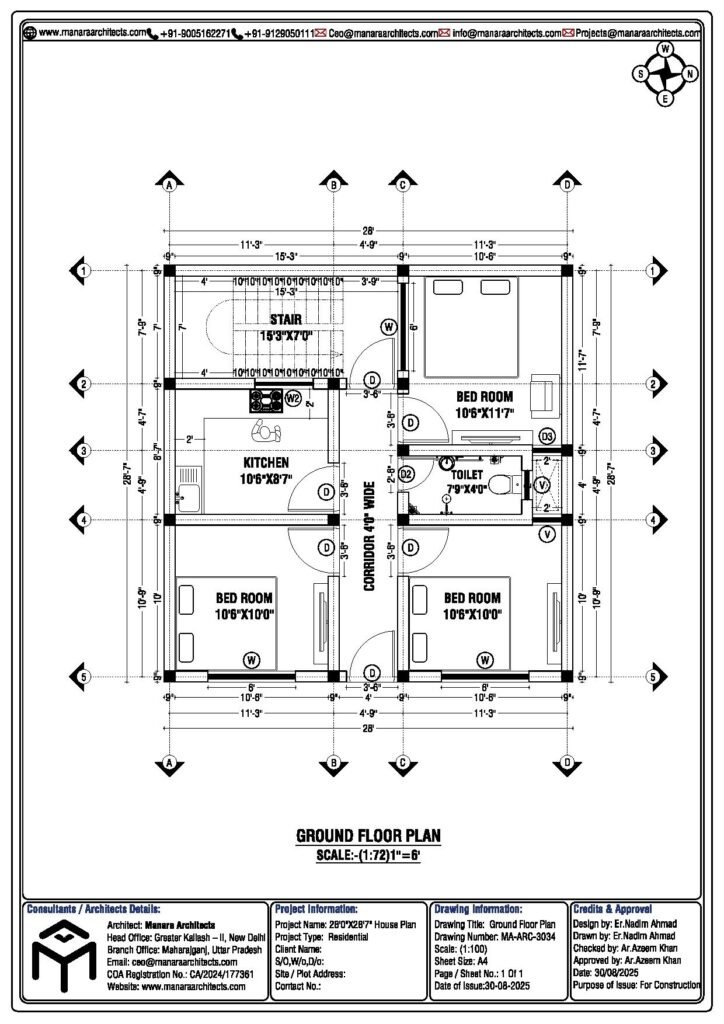 800 SQFT House Plan – 3 Bedroom with 3D View